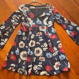 Rinascimento Navy Floral Dress with Red Accents